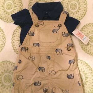 NWT Carter's Just One You - Baby Boy Size 3 Month Onesie and Shorts Overalls